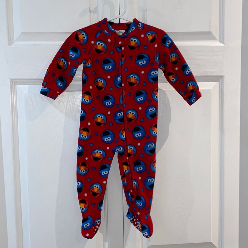 Sesame Street Cookie Monster & Elmo Infant Fleece Sleeper Size 12 Months